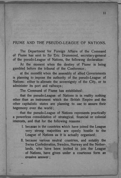 Acts and communiqués of the dapartment for foreign affairs. November 28th 1919-May 1st 1920